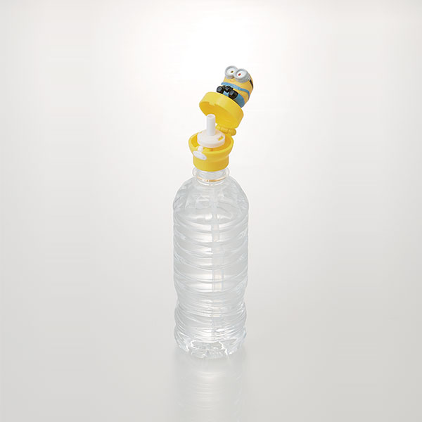 マスコット付きストローホッパーキャップ●ミニオンズ●//ペットボトルストロー ワンプッシュオープン ストロー飲み 可愛い キャラクター Minions ボブ// スケーター