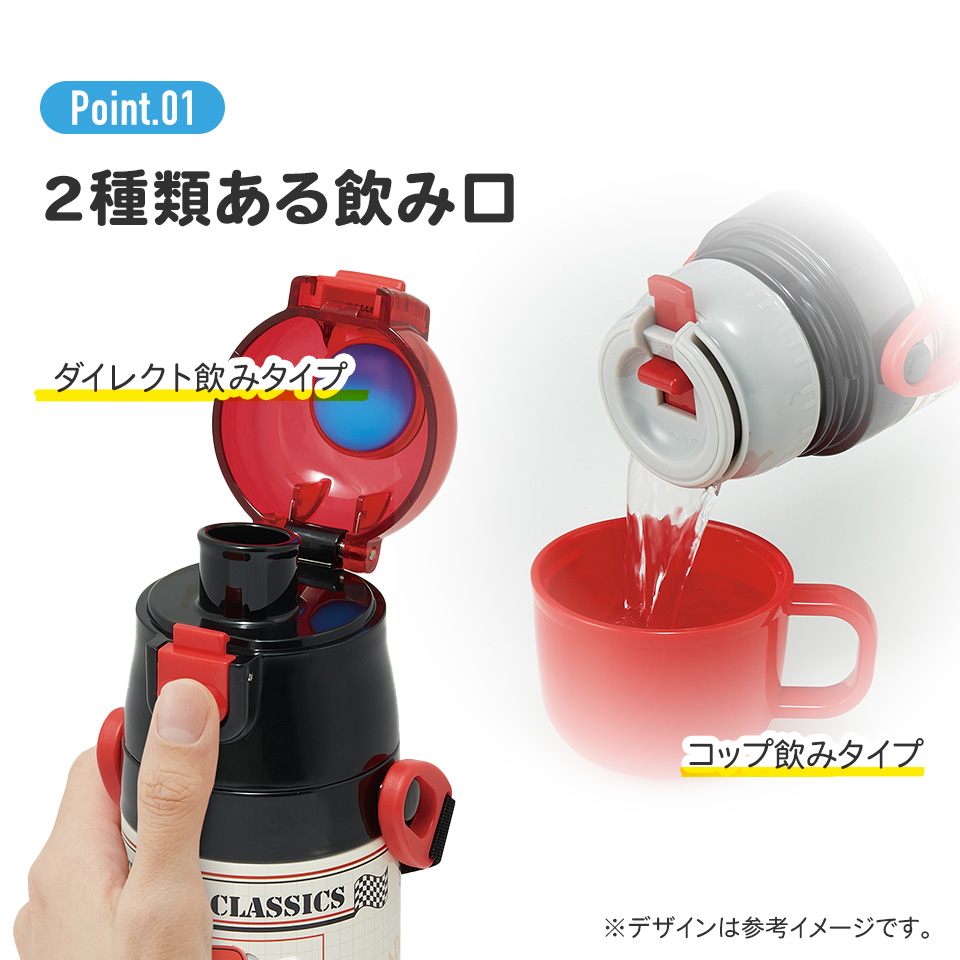 【送料無料】超軽量 直飲み コップ飲み兼用 2WAYステンレスボトル 470ml/430ml カーズ25/SKDC4_4973307689246