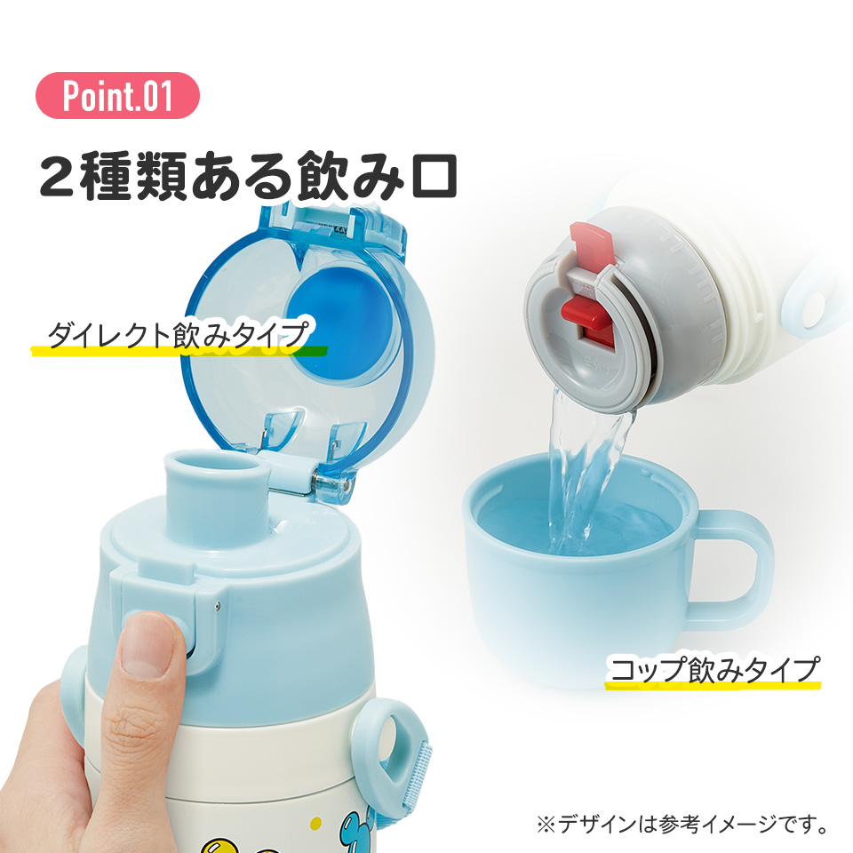 【送料無料】超軽量 直飲み コップ飲み兼用 2WAYステンレスボトル 470ml/430ml ミッキー&フレンズ 風船/SKDC4_4973307689635