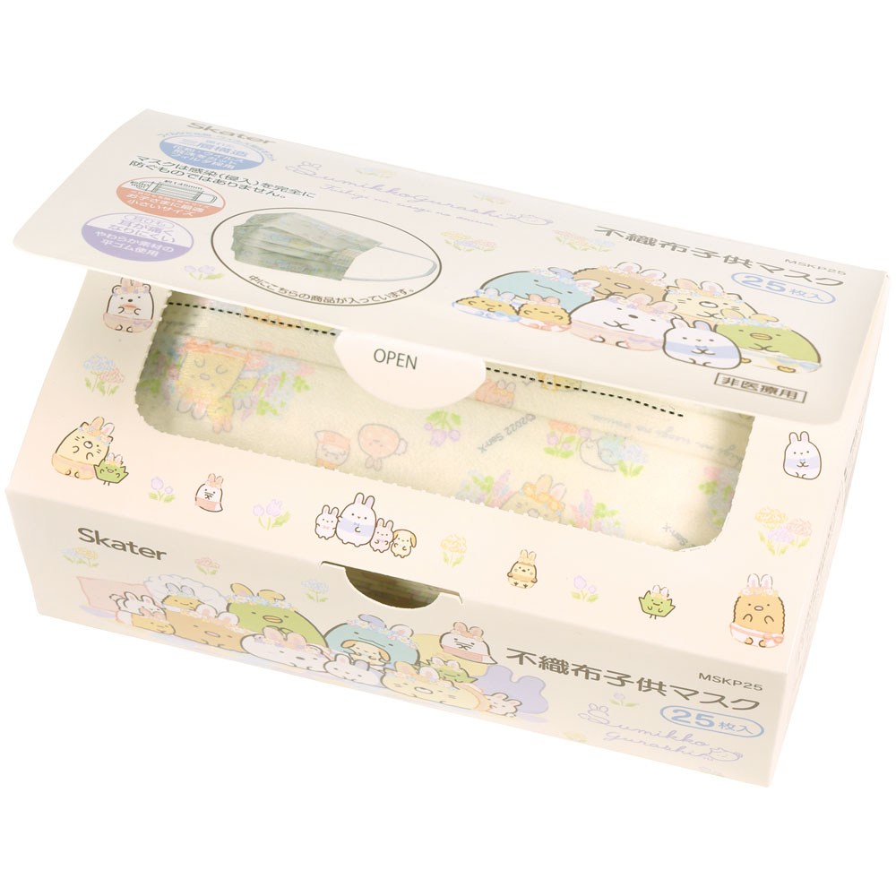 子供プリーツマスク 25枚入り すみっコぐらし うさぎのおにわ/MSKP25_4973307627101