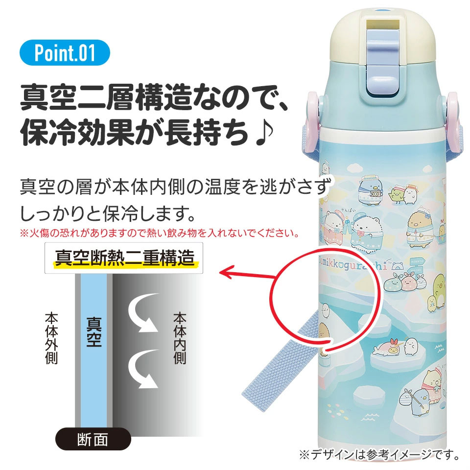 水筒 キッズ 直飲み ワンタッチ ステンレス 保冷 約 580ml ワンプッシュ オープン skater スケーター SDC6N すみっコぐらし すみっこ ぐらし 女の子 女子