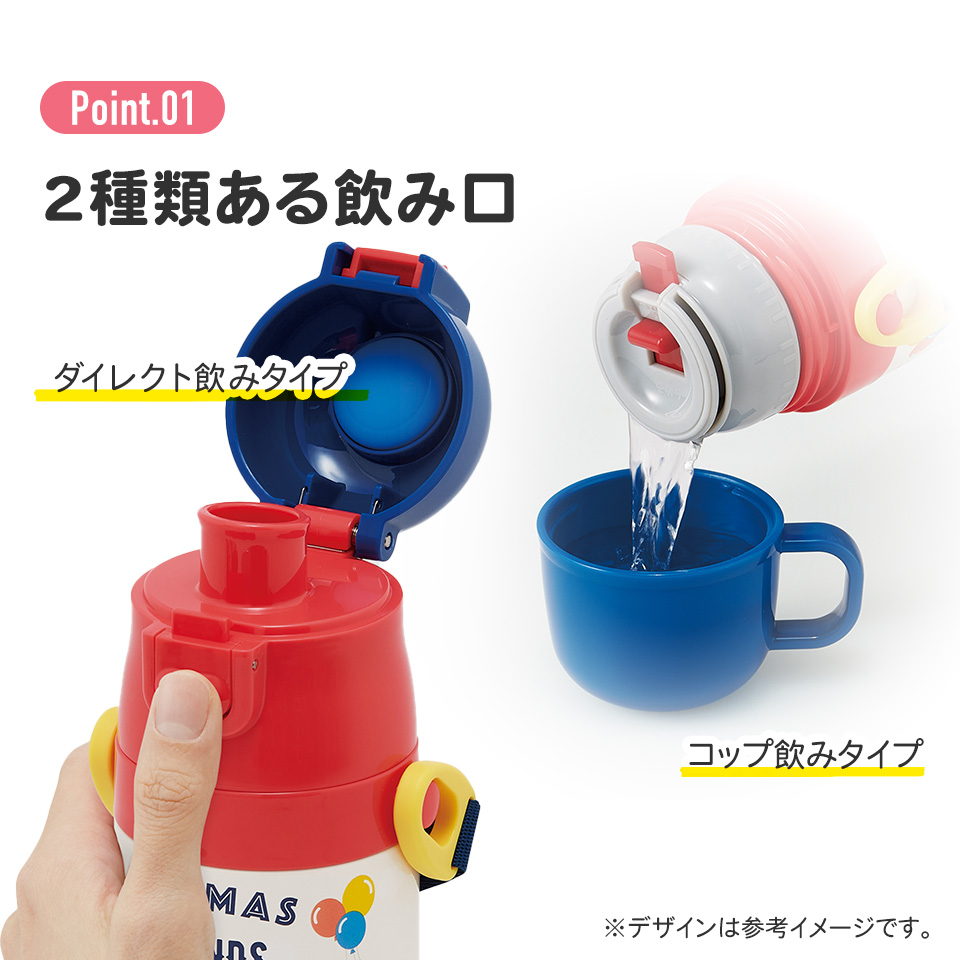 【送料無料】超軽量 直飲み コップ飲み兼用 2WAYステンレスボトル 470ml/430ml トーマス/SKDC4_4973307684913