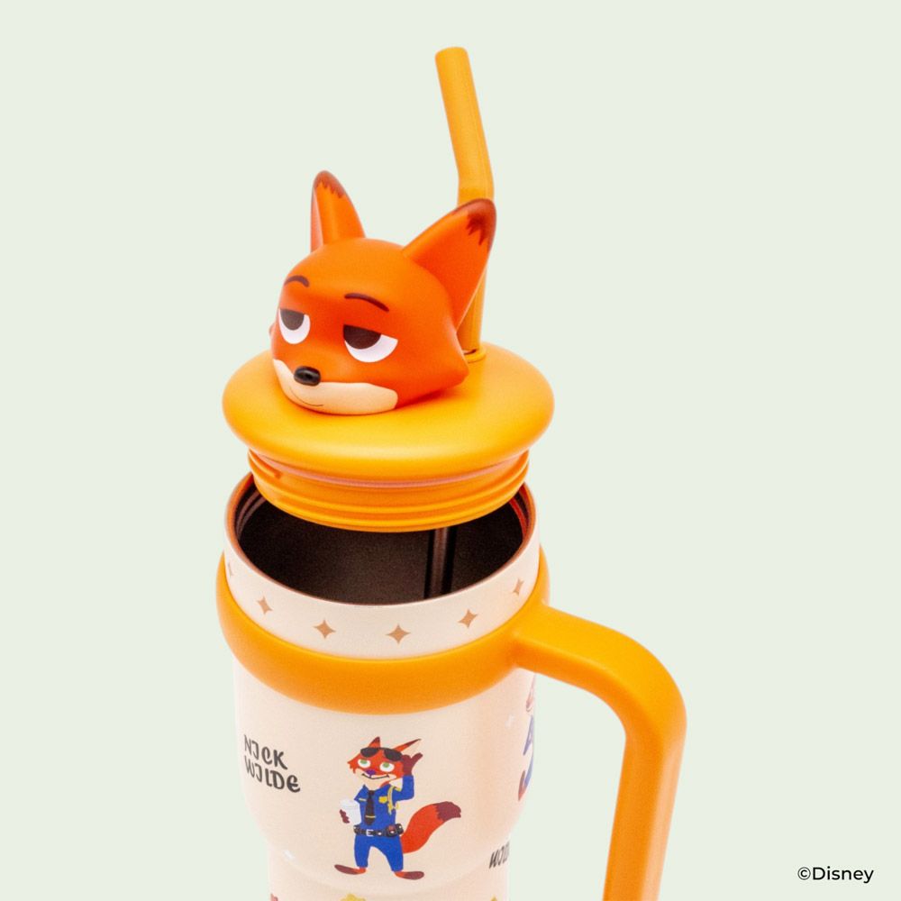 スケーター ハンドル付き ストロー タンブラー 700ml 保冷 専用 マスコット付き skater STSTBM7 ズートピア ニック ディズニー【子供 キッズ 大人 真空二重構造 持ち手付き】
