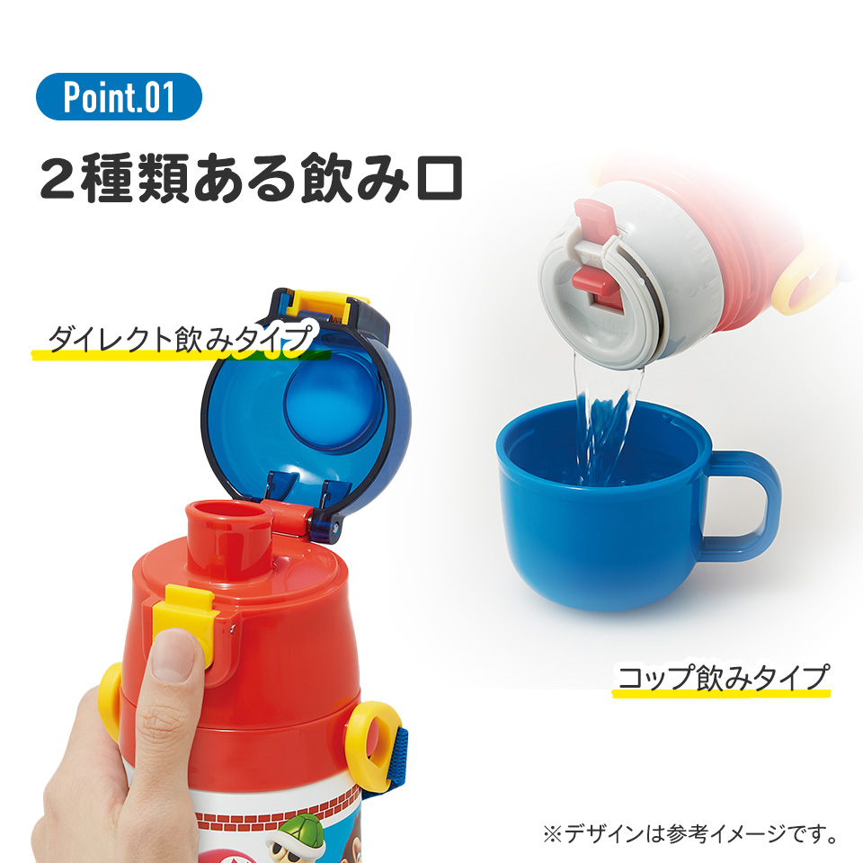 【送料無料】超軽量2WAYステンレスボトル 470ml/430mlスーパーマリオ23/SKDC4_4973307622380