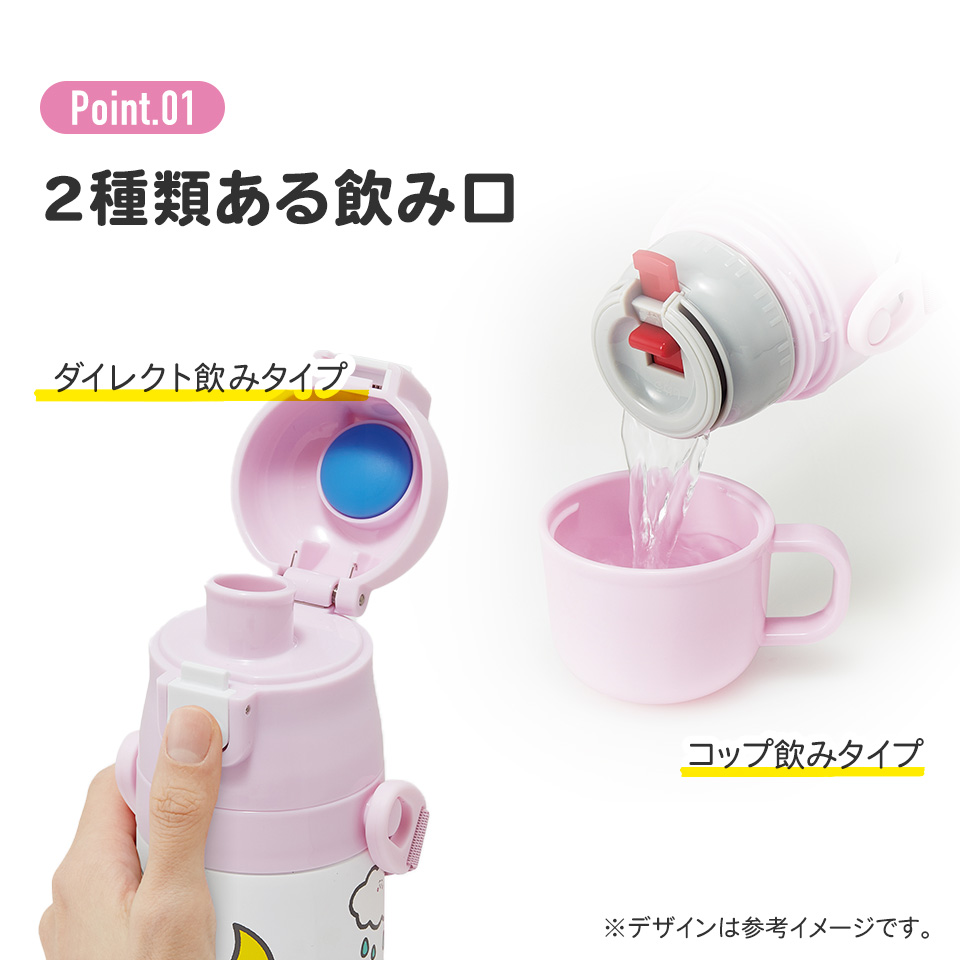 【送料無料】超軽量2WAYステンレスボトル 470ml/430mlシナぷしゅ/SKDC4_4973307670589