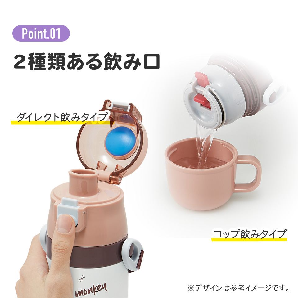 【送料無料】超軽量 直飲み コップ飲み兼用 2WAYステンレスボトル 470ml/430ml おさるのジョージ２５／SKDC4_4973307688768