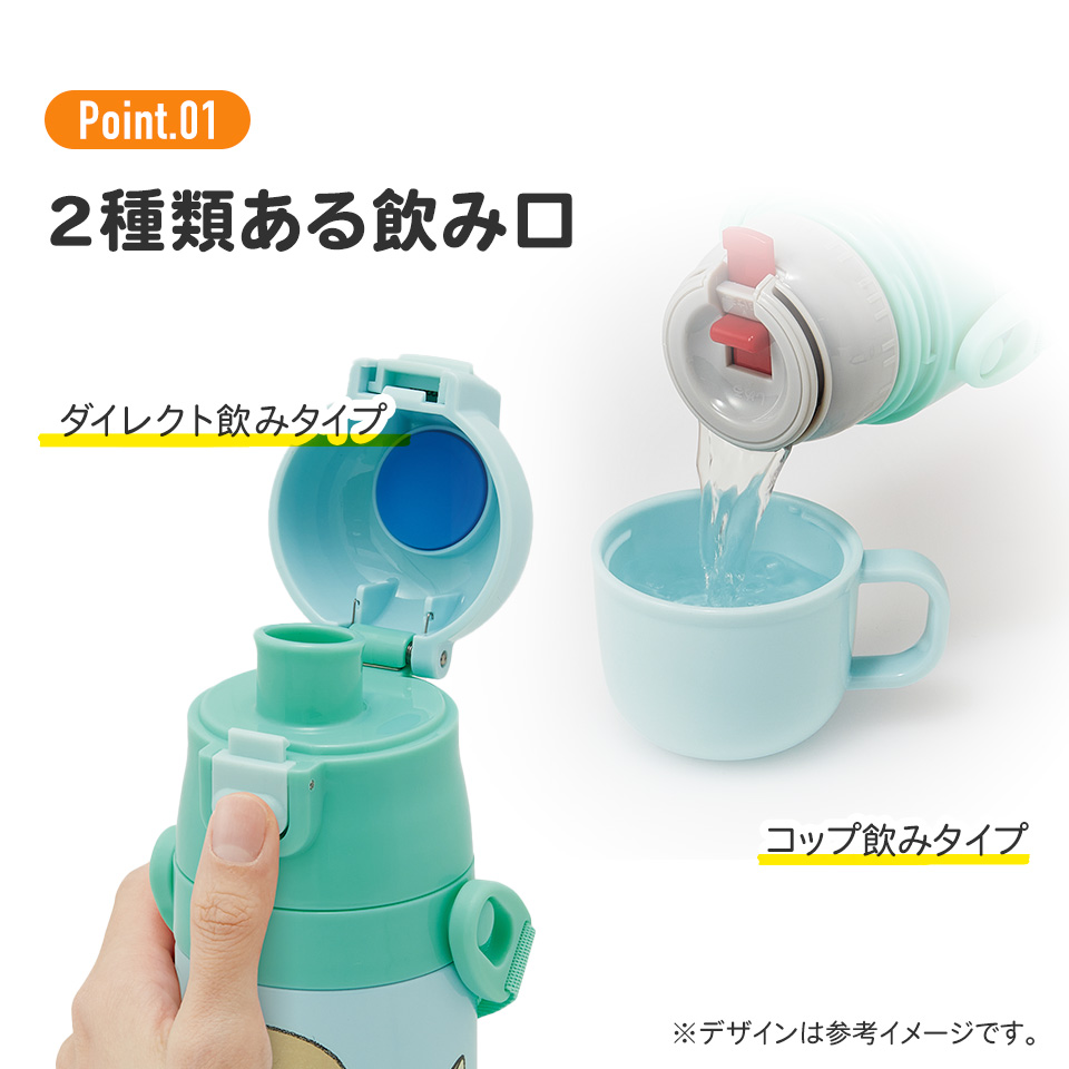 【送料無料】超軽量 直飲み コップ飲み兼用 2WAYステンレスボトル 470ml/430ml なんでもいきもの/SKDC4_4973307693649
