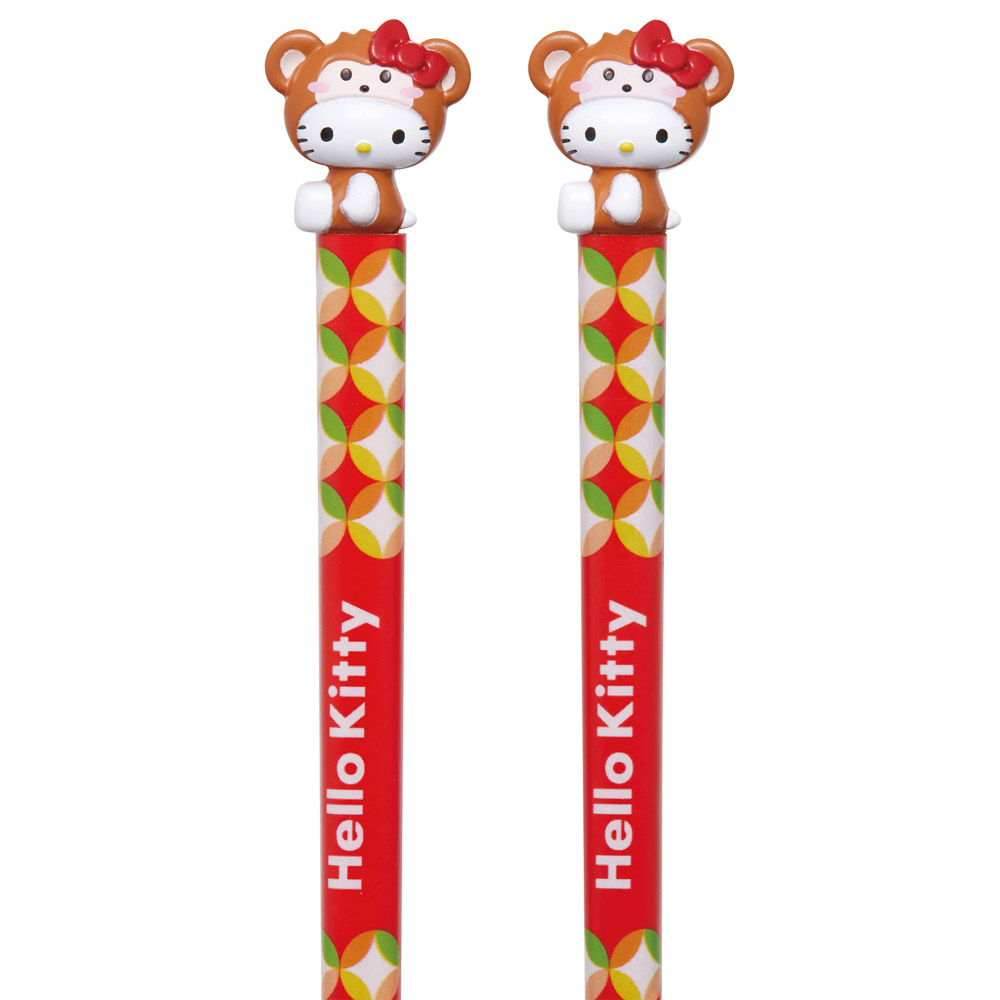 【メール便対象品】 マスコット付き 塗箸 木箸 箸 大人 すべらない 21cm キャラクター かわいい skater AND45 スケーター 干支 十二支 申 さる サル キティ ハローキティ Sanrio【お箸 木バシ はし 木製 滑り止め マスコット箸】