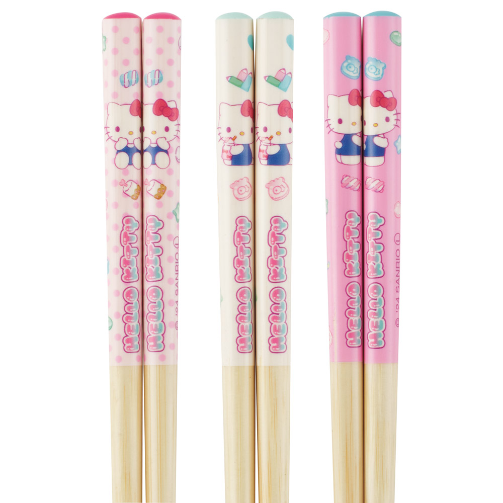 【メール便対象品】 お箸 子供 かわいい お箸セット 子ども 箸 3膳 セット 子供用 竹箸 幼稚園 skater スケーター ANT2T キティ ハローキティ キティちゃん 女の子【キャラクター プレゼント 保育園 おはし はし ハシ おハシ 竹安全箸】