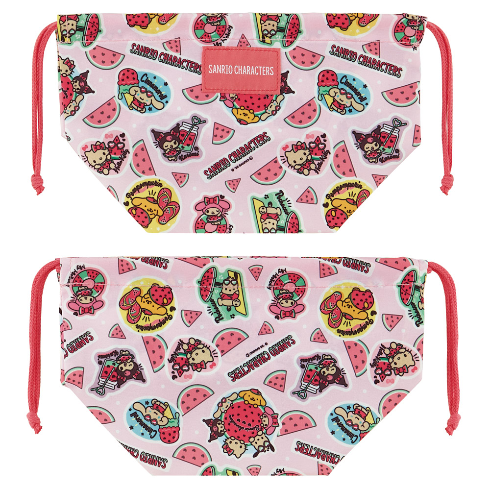 スケーター お弁当袋 幼稚園 キャラクター ランチ巾着 巾着袋 きんちゃく袋 skater APKB17 スイカマニア サンリオキャラクターズ 女の子【子供 お弁当入れ お弁当箱入れ お弁当巾着袋 マチ付き】