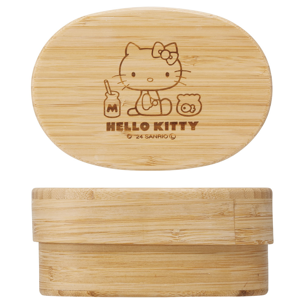 竹製 ランチ ボックス 400ml 弁当箱 1段 一段 和風 シンプル 小判型 仕切り付 スケーター skater BWLB4 キティ ハローキティ キティちゃん 女の子
