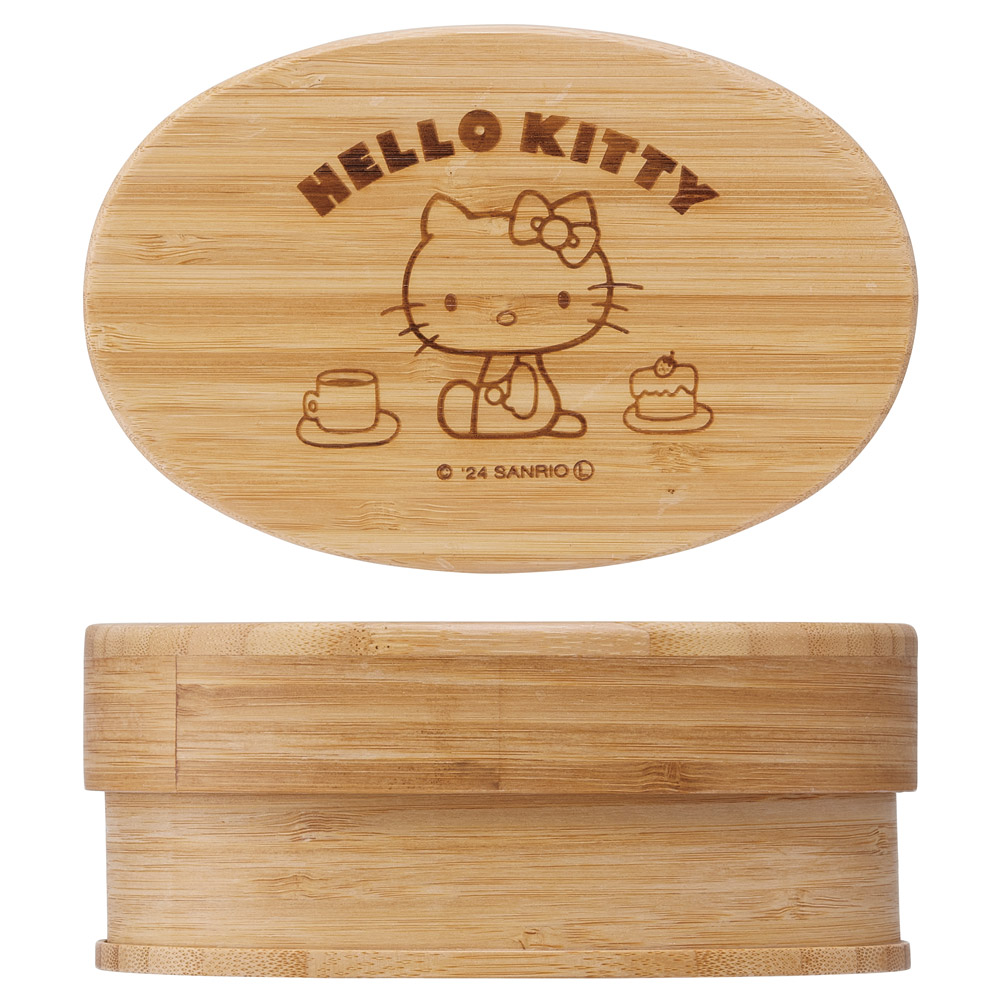 竹製 ランチ ボックス 600ml 弁当箱 1段 一段 和風 シンプル 小判型 仕切り付 スケーター skater BWLB6 キティ ハローキティ キティちゃん 女の子