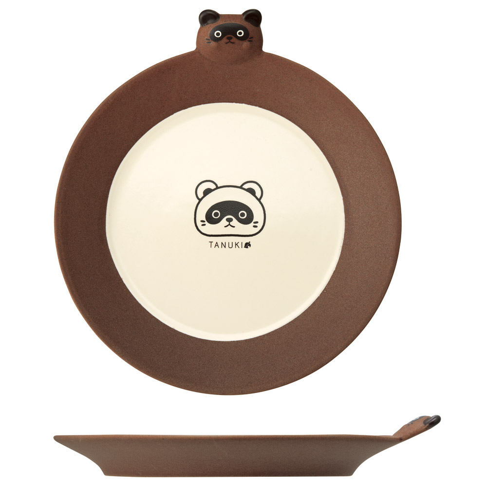 ダイカット 中皿 18cm 陶器製 皿 お皿 食器 陶器 キャラクター かわいい スケーター skater CHPL18D TANUKI たぬき タヌキ 動物柄 男の子 女の子【さら 陶製 可愛い カワイイ】