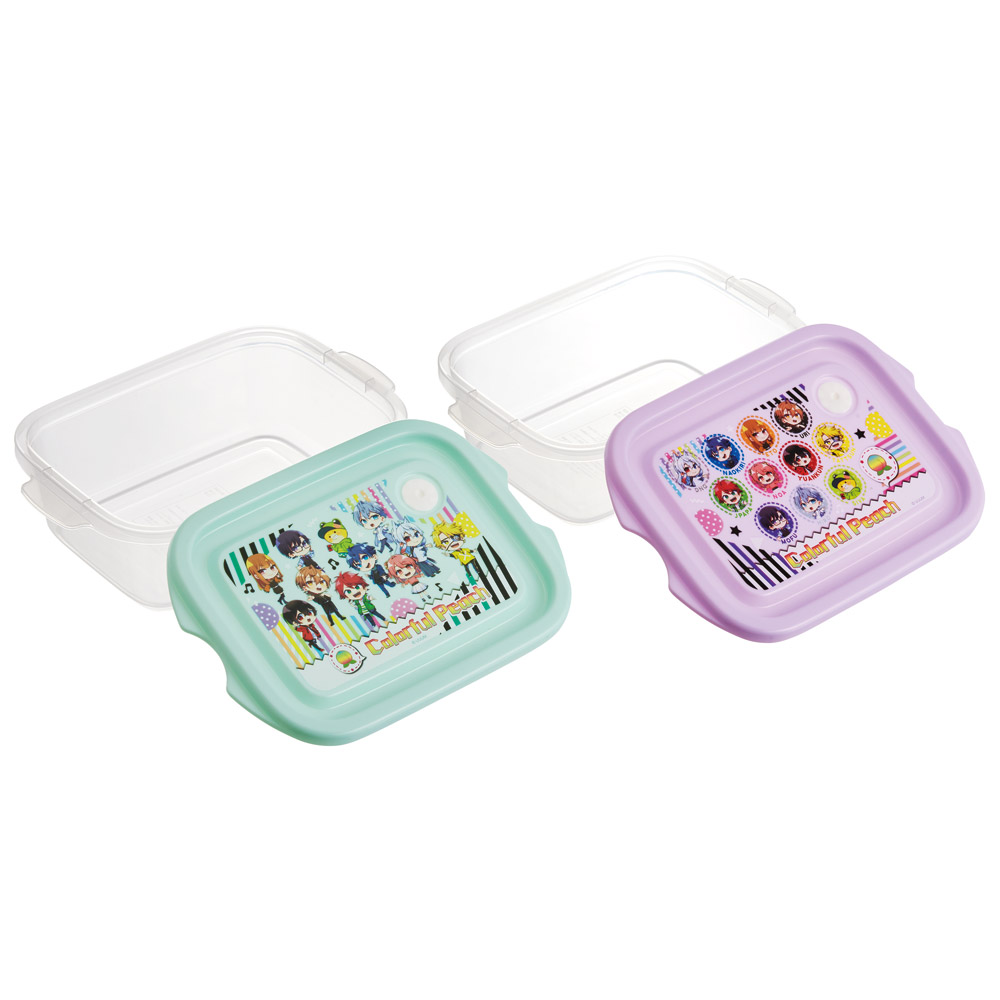 抗菌 保存容器 弁当箱 フードコンテナ シールボックス 2個セット 500ml 日本製 skater FCN2WAG スケーター カラフルピーチ 25年 からふるピーチ 女の子 男の子