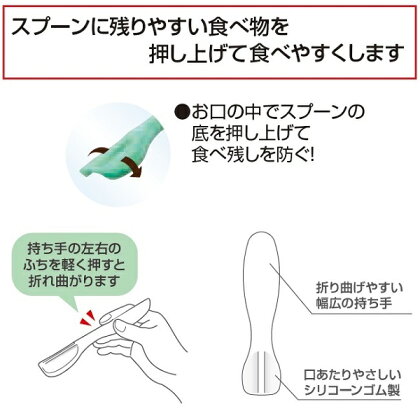 【メール便対象品】 ★サポート用品★シリコーン製反転スプーン●ミントグリーン●//食事 サポート 介護 シリコン スプーン 曲がる 入院 怪我 病院 介助 補助// スケーター