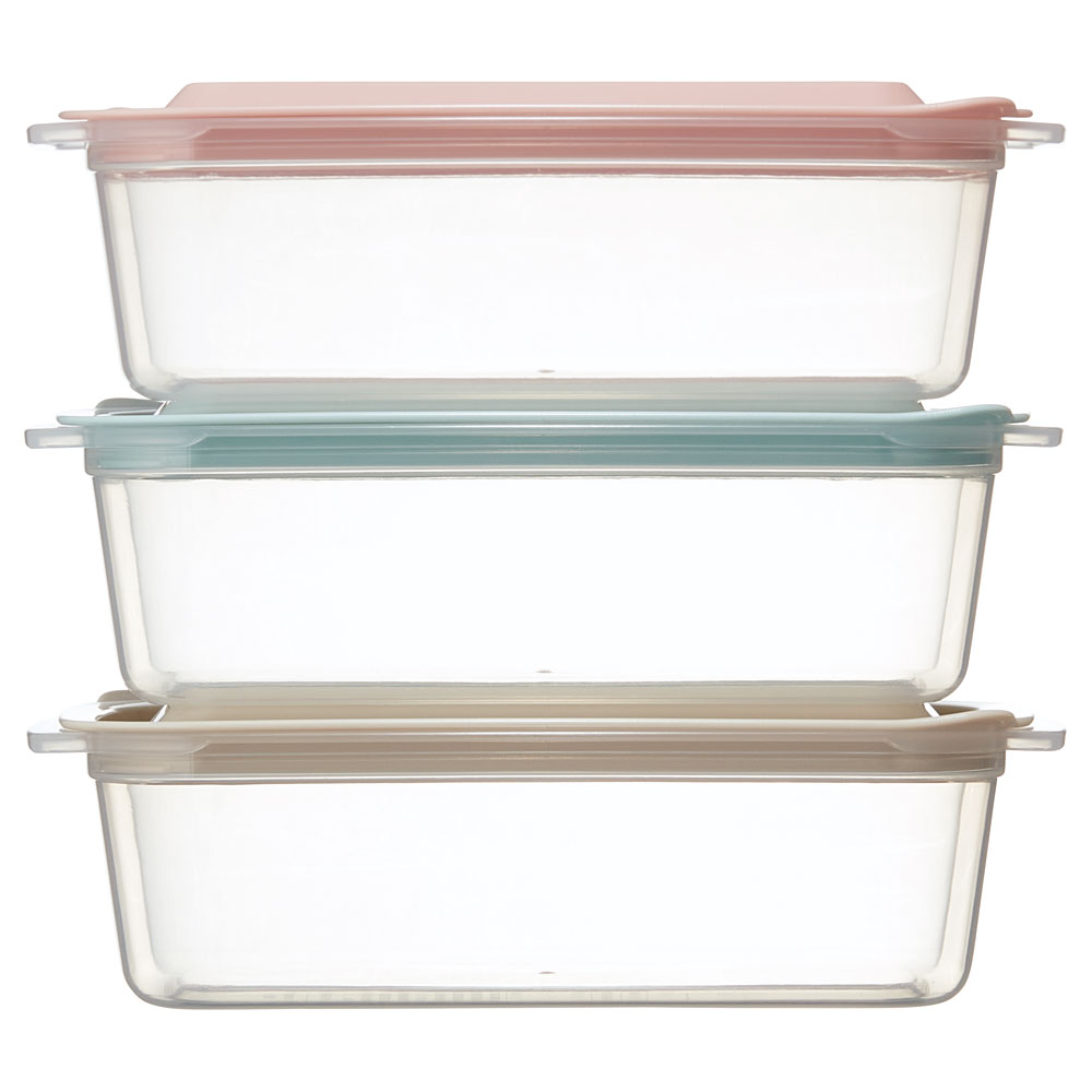 保存容器[700ml]3個セット●アソート●//キッチン 保存 食材保存 お弁当箱 ランチボックス 容器 フードコンテナ 電子レンジ対応 保存容器 シンプル かわいい 3色// スケーター