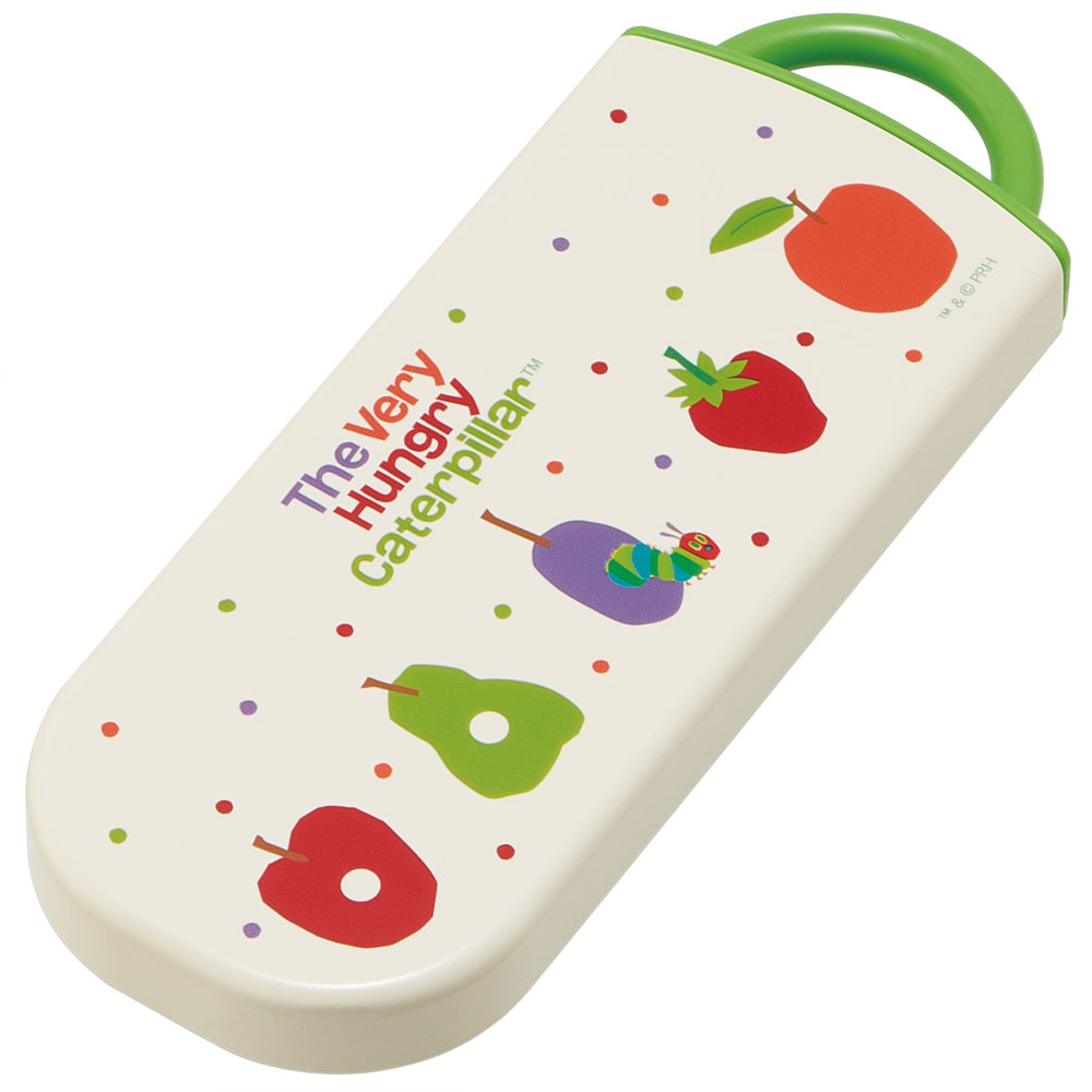 子供用 抗菌 お弁当 トリオセット 開けやすいスライド式(箸、スプーン、フォークのセット) はらぺこあおむし/TACC2AG_4973307588143