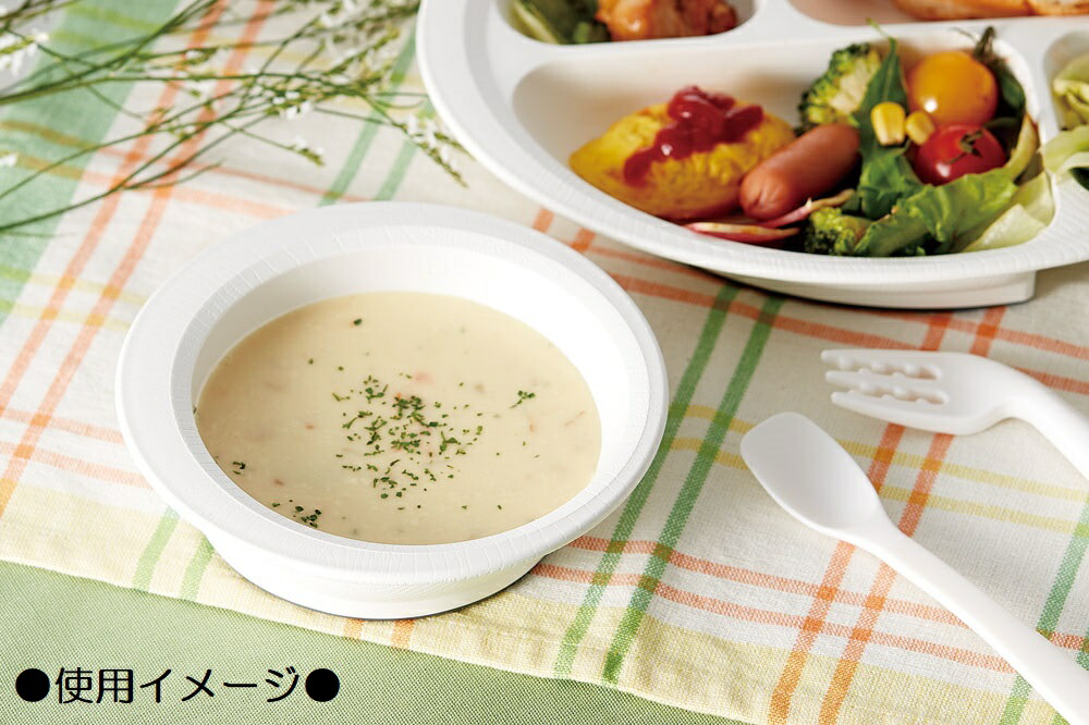 【木目食器シリーズ】木目すくいやすいボウル●クリーム 白色●//お皿 皿 ボウル 取り皿 プレート プラスチック 軽い 丈夫 電子レンジ対応 食洗機対応 木目調 サポート 介護 介助 補助// スケーター