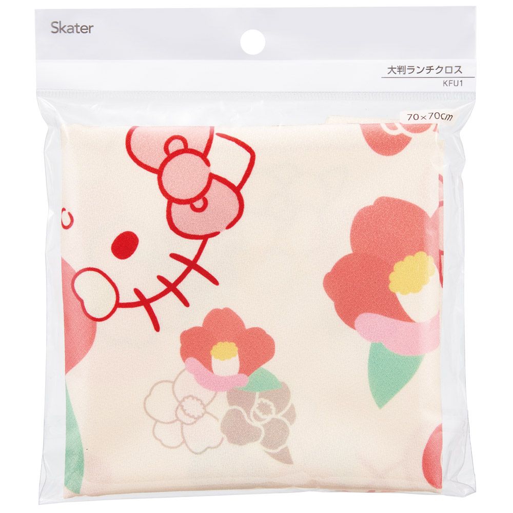 スケーター 大判 ランチクロス 70cm お弁当 包み ランチボックス ポリエステル おしゃれ skater KFU1 キティ ハローキティ キティちゃん サンリオ 和柄　和風 椿 女の子 和【持ち運び 洗濯可 便利 オシャレ キャラクター】