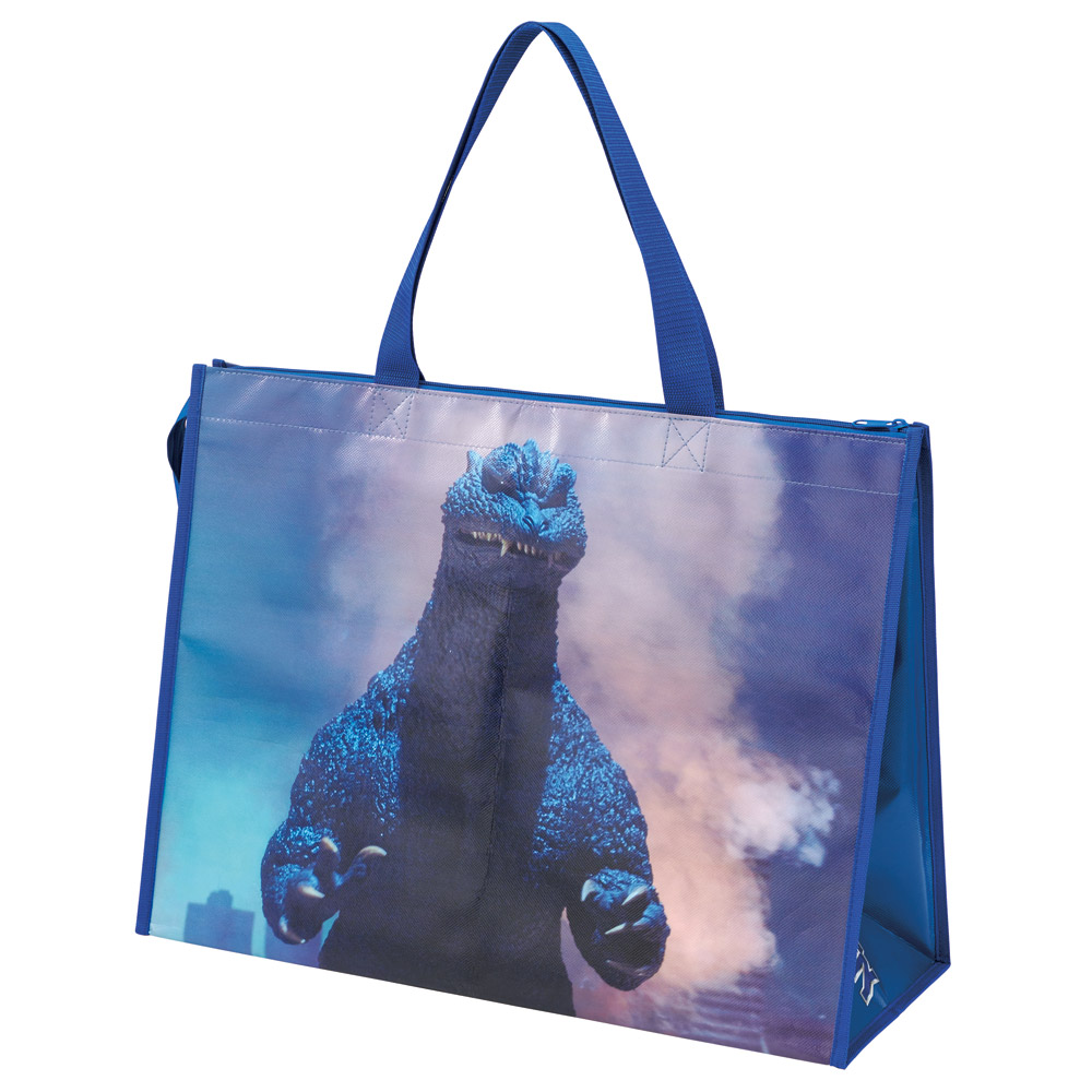 レジャーシート 生地 トート バッグ L トートバッグ 撥水 手提げ キャラクター skater スケーター KVB3 ゴジラ 2004 Godzilla グッズ【撥水加工 撥水大きめ レジャー ファスナー 大容量 カバン】