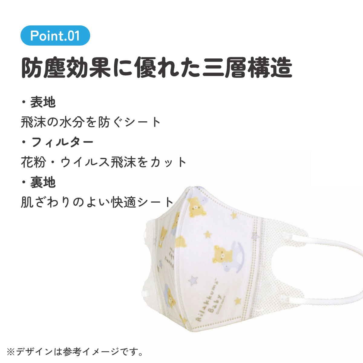 子供立体マスク Sサイズ/25枚入りリラックマ ベビー/MSKB25_4973307605222
