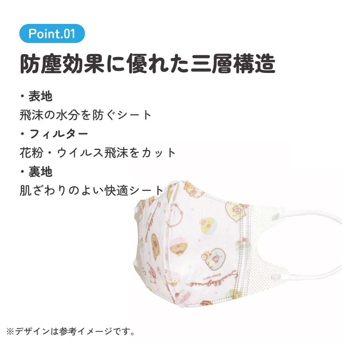 子供立体マスク Sサイズ/25枚入りすみっコぐらし／MSKB25_4973307605253