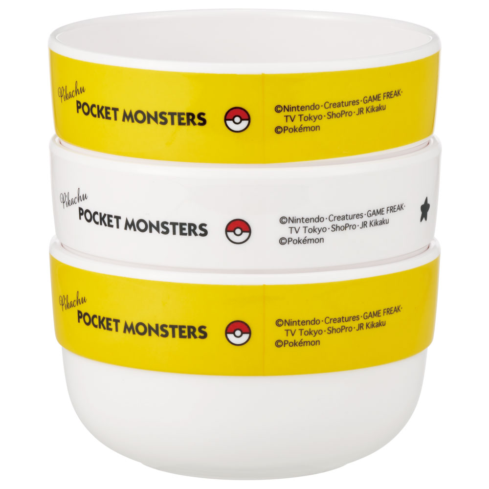 メラミン スタッキング スナック ボウル 3個 セット 食器 小鉢 おやつ skater スケーター MSM4 ポケットモンスター ポケモン ピカチュウ フェイス 23年【小皿 お皿 取り皿 ボウル カップ 食事 おやつ かわいい】