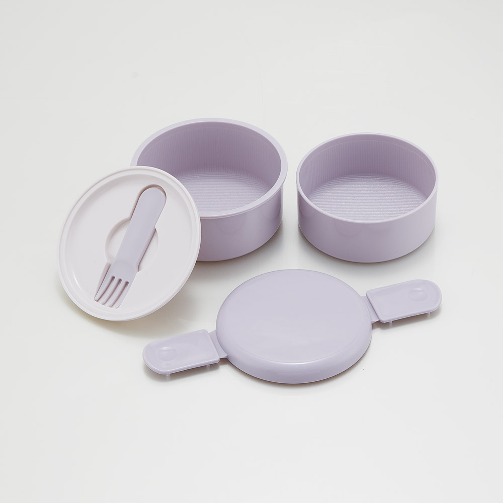 お弁当箱 2段 500ml レンジ対応 丸型 ランチボックス 弁当 バイオマス おしゃれ スケーター skater ONWR1B セピア カラー ラベンダー 紫