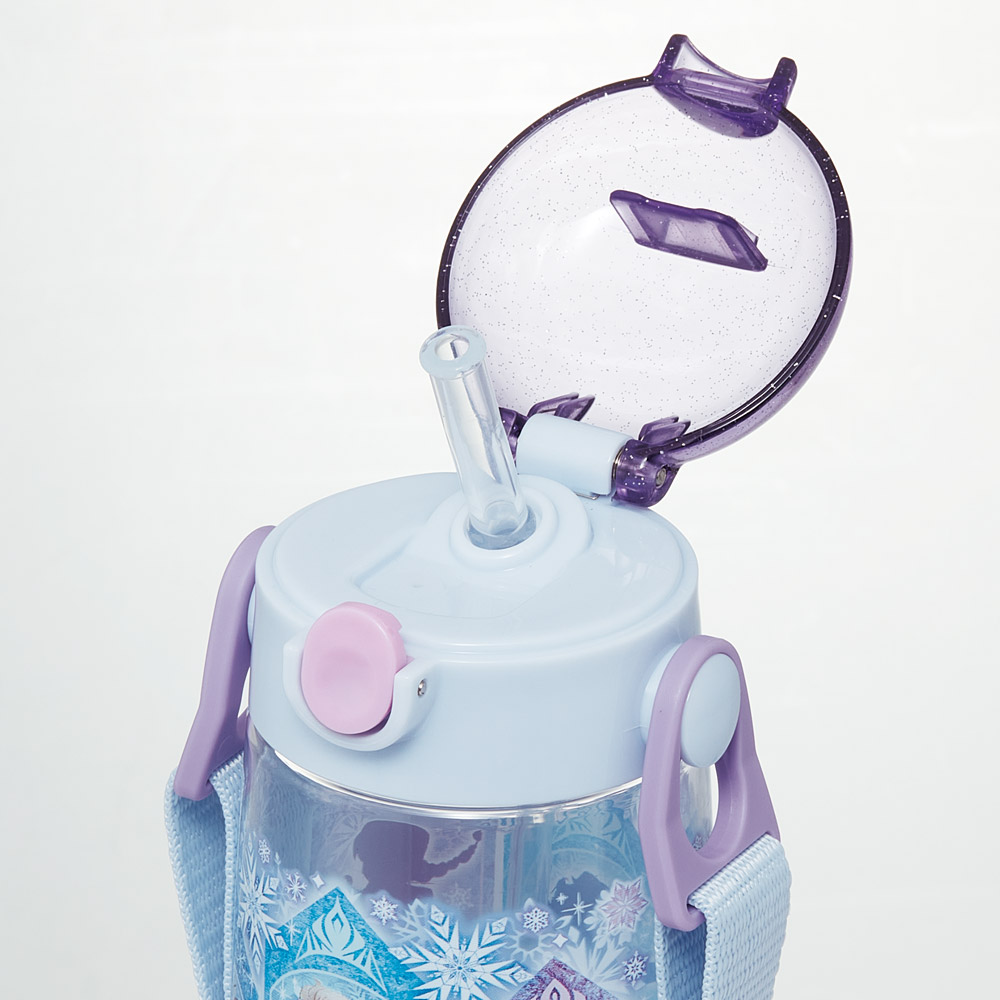 【送料無料】ワンプッシュ式ストロー水筒 プラスチック製 480ml アナと雪の女王25/PDSH5_4973307690259