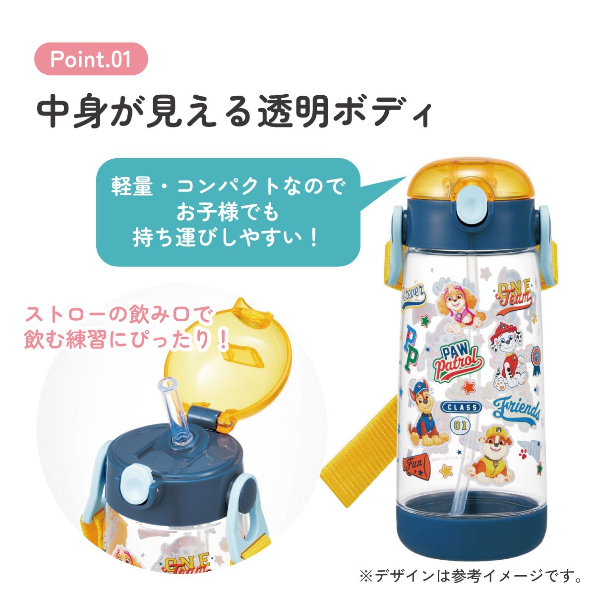 スケーター 水筒 キッズ ワンタッチ プラスチック ストロー ボトル クリア 480ml プラ水筒skater PDSH5 パウ パトロール 27年 パウパト 男の子 男子 男児【キャラクター 子供 かわいい ワンプッシュ 軽量 ショルダー】