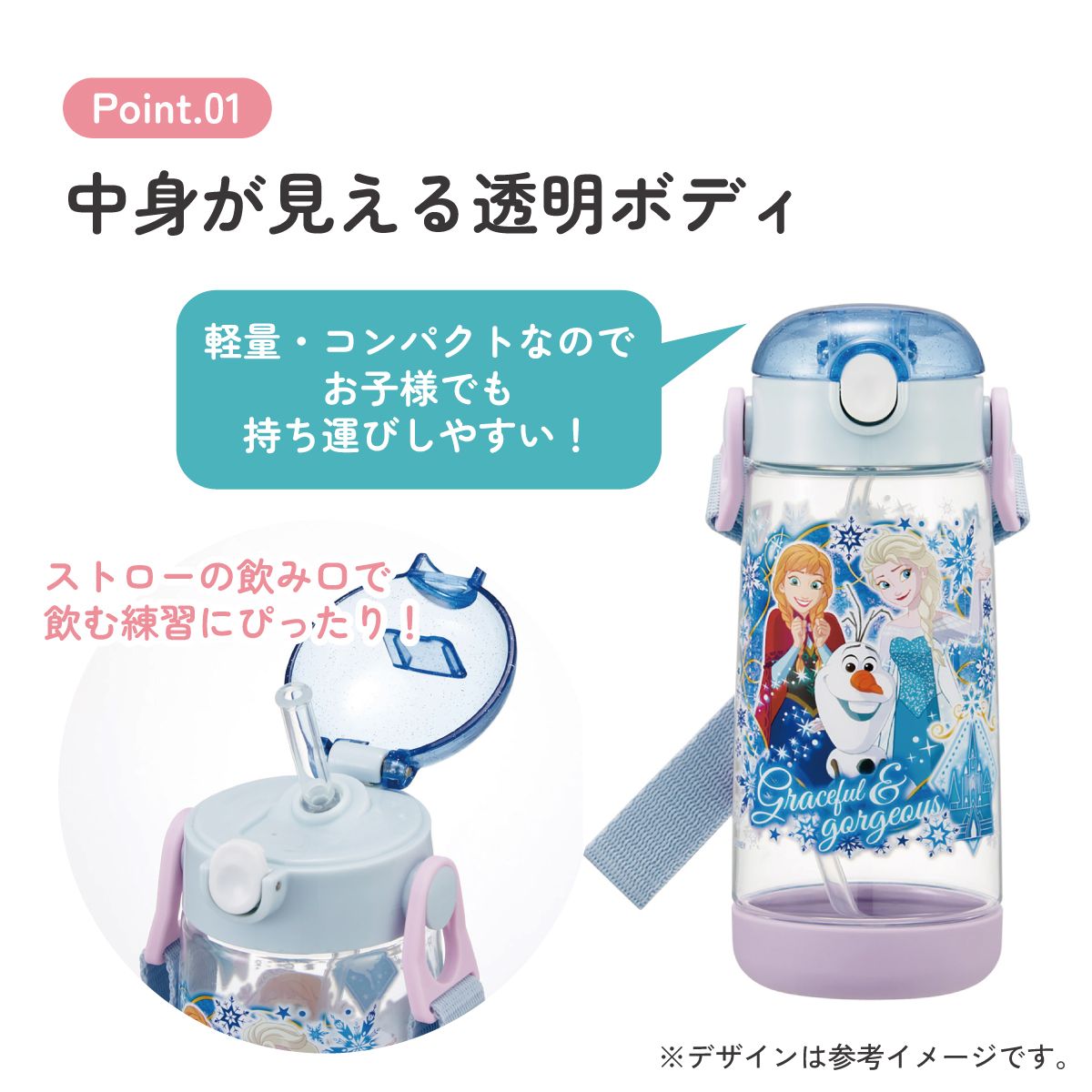スケーター 水筒 キッズ ワンタッチ プラスチック ストロー ボトル クリア 480ml プラ水筒skater PDSH5 アナと雪の女王 27年 アナ雪 ディズニー 女の子【キャラクター 子供 かわいい ワンプッシュ 軽量 ショルダー】