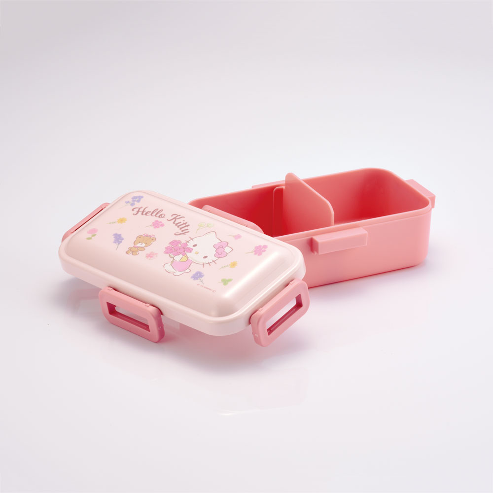 おかずがつぶれにくい 抗菌ふわっと弁当箱 1段/530ml ハローキティ フラワーリース/PFLB6AG_4973307655920