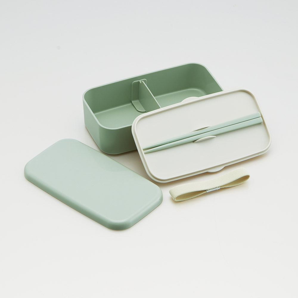 箸付き 弁当箱 600ml 1段 ランチボックス お弁当 16.5cm 大人 子供 バイオマス スケーター skater PLB6HB セピア カラー グリーン 緑 みどり