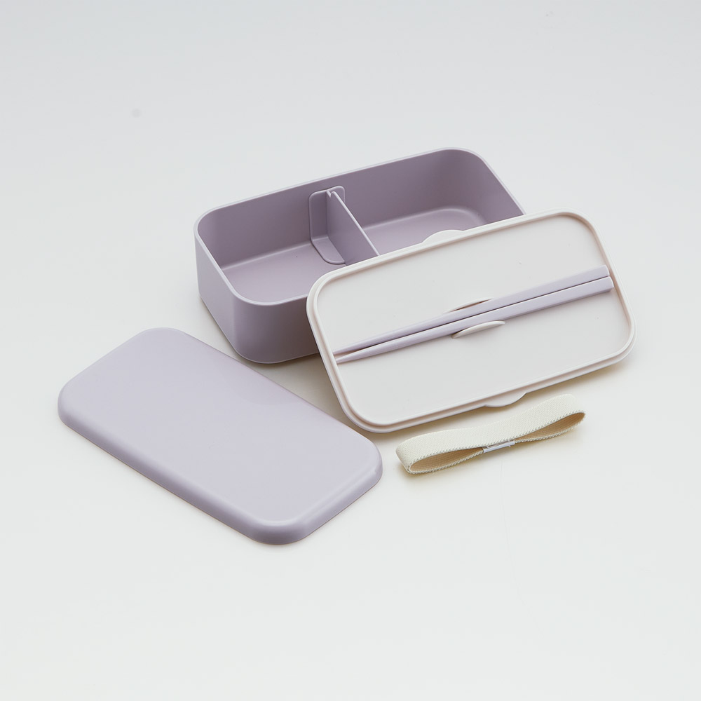 箸付き 弁当箱 600ml 1段 ランチボックス お弁当 16.5cm 大人 子供 バイオマス スケーター skater PLB6HB セピア カラー ラベンダー 紫 むらさき