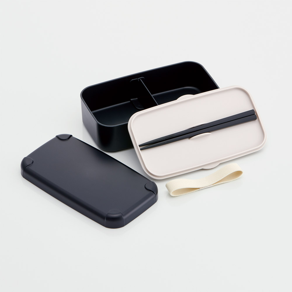 スケーター 弁当箱 スマホスタンド付き 600ml 1段 箸付き 仕切り 食洗機 レンジ 対応 日本製 skater PLB6SSH ブラック 黒色 black【ランチボックス スマホ スタンド ランチベルト】