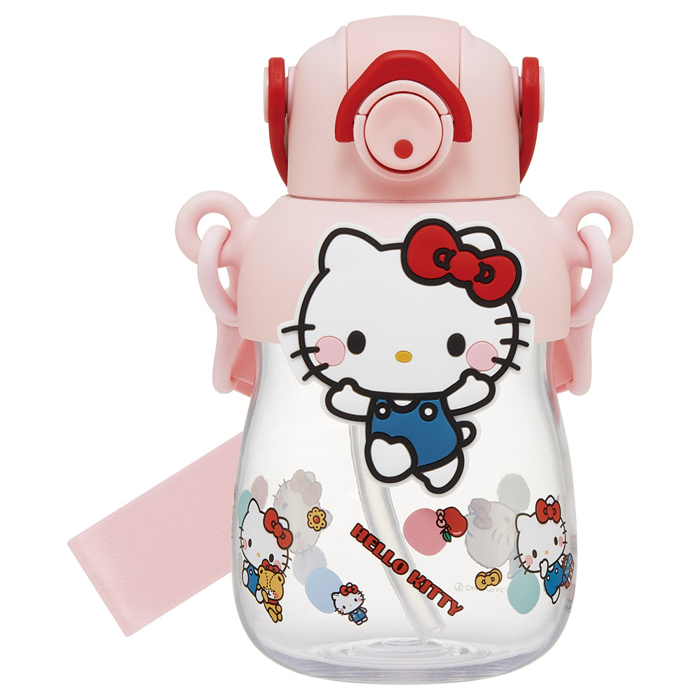【送料無料】ラバー マスコット付き ストロー ボトル 水筒 650ml ショルダーベルト付き 子供 スケーター skater PRMC7ST キティ ハローキティ キティちゃん 女の子