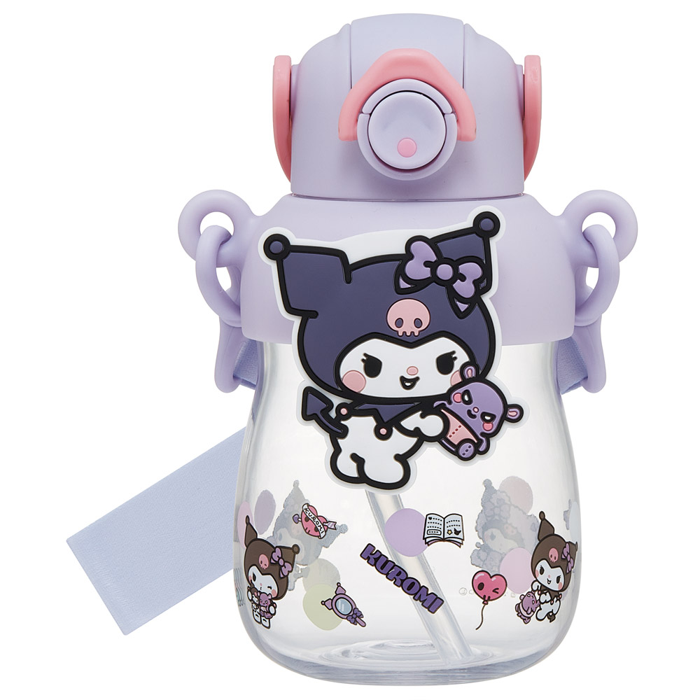 【送料無料】ラバー マスコット付き ストロー ボトル 水筒 650ml ショルダーベルト付き 子供 スケーター skater PRMC7ST クロミ クロミちゃん サンリオ 女の子 女子
