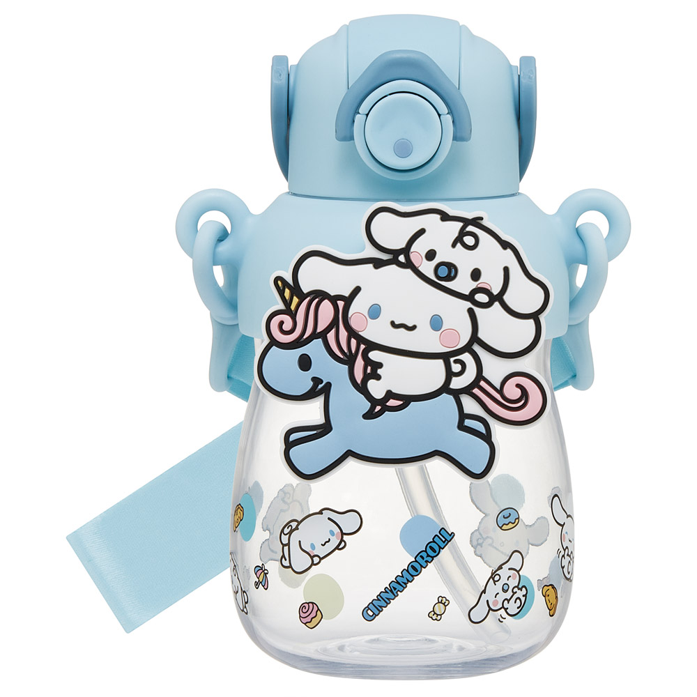【送料無料】ラバー マスコット付き ストロー ボトル 水筒 650ml ショルダーベルト付き 子供 スケーター skater PRMC7ST シナモロール シナモン サンリオ 女の子 女子