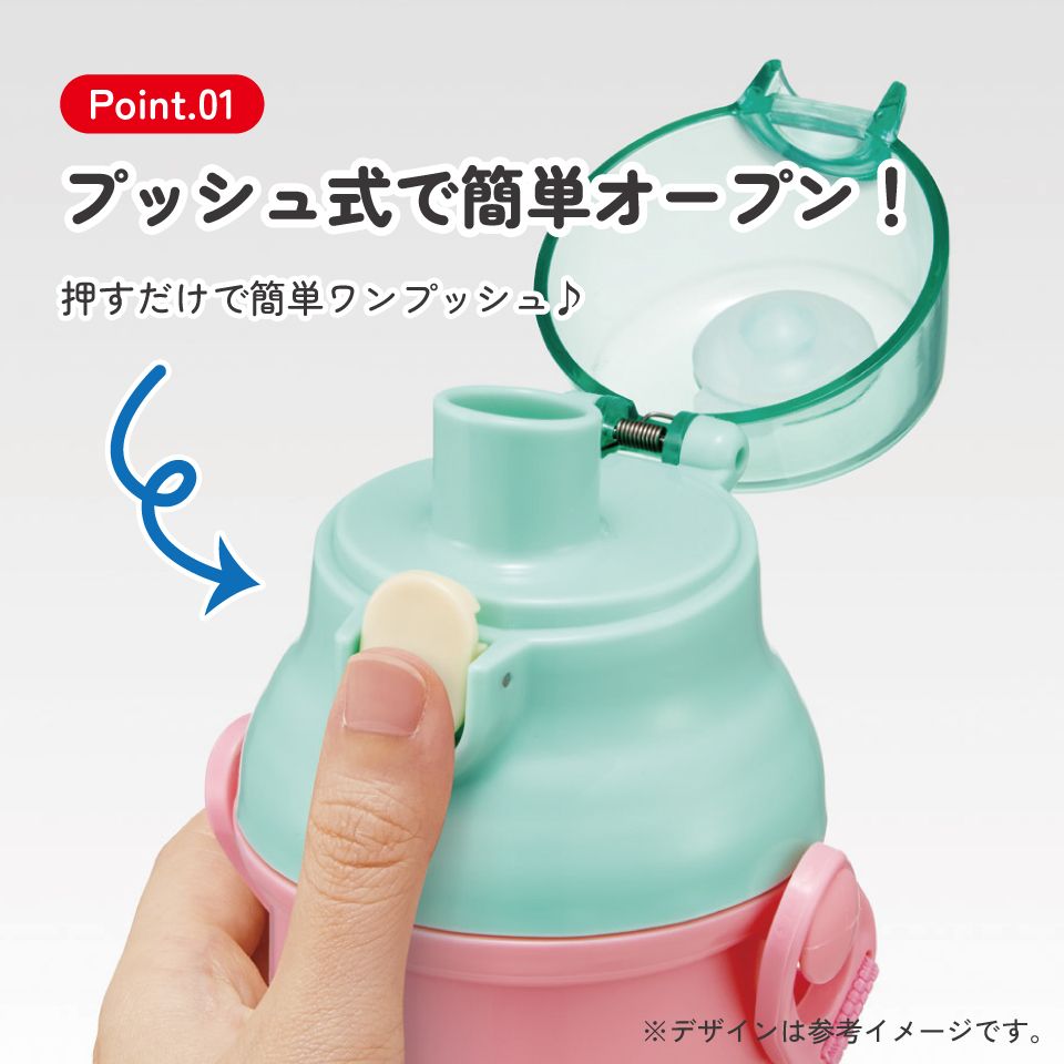 スケーター 水筒 直飲み 大容量 480ml ワンタッチ プラスチック 食洗機対応 キッズ 幼児 skater PSB5SAN CoComelon ココメロン グッズ【ショルダー ベルト 子供 こども 子ども 子供用 小学生 小学校】