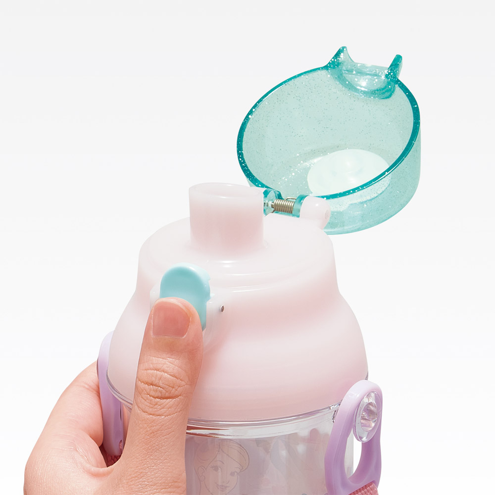 水筒 キッズ ワンタッチ プラスチック 直飲み クリア ボトル 480ml skater スケーター PSB5TR 透明 ディズニー プリンセス 25年 女の子 女子