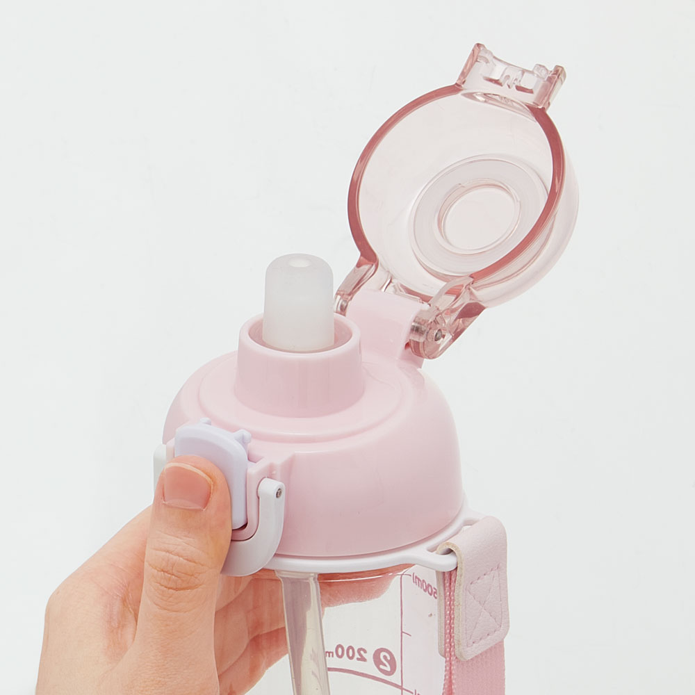 ワンプッシュ ストロー ボトル 水筒 630ml 透明 クリア 子供 キッズ かわいい スケーター skater PSHPO6 キティ ハローキティ キティちゃん 女の子