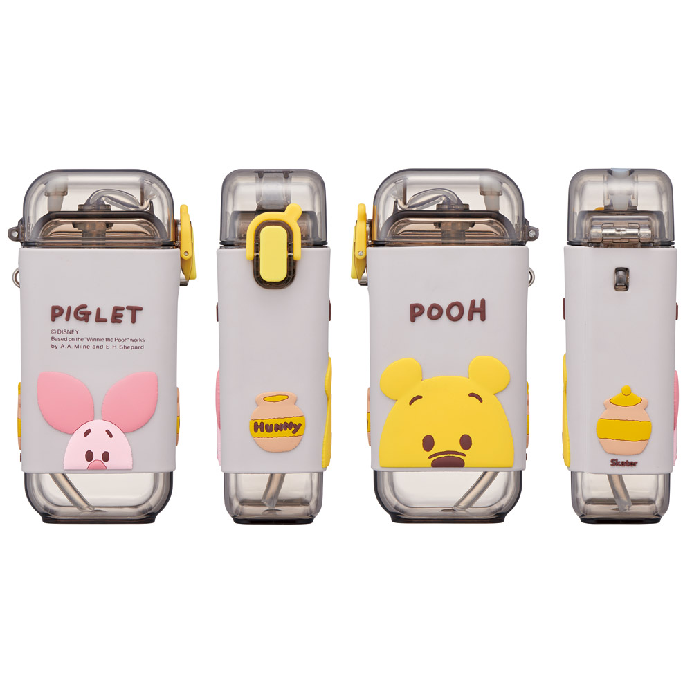 スクエア ストロー ボトル 水筒 ワンプッシュ 260ml 子供 キッズ キャラクター スケーター skater PSQ3ST くまのプーさん プーさん Pooh 女性 レディース【水分 補給 こども ショルダー ベルト】