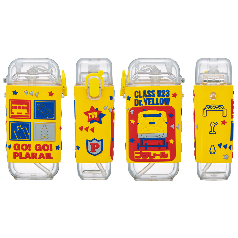 スクエア ストロー ボトル 水筒 ワンプッシュ 260ml 子供 キッズ キャラクター スケーター skater PSQ3ST プラレール ドクターイエロー Plarail 電車 新幹線【水分 補給 こども ショルダー ベルト】