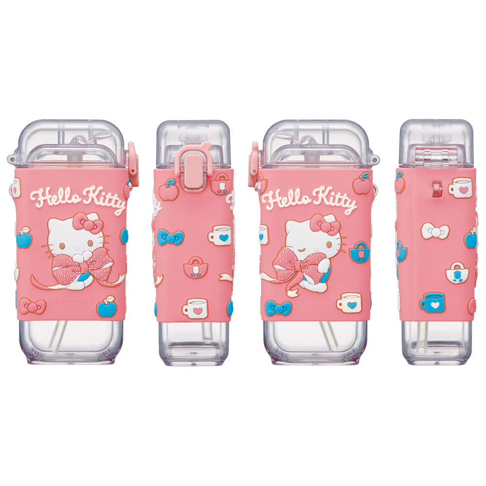 スクエア ストロー ボトル 水筒 ワンプッシュ 450ml 子供 キッズ キャラクター スケーター skater PSQ5ST キティ ハローキティ キティちゃん 女の子【水分 補給 こども ショルダー ベルト】