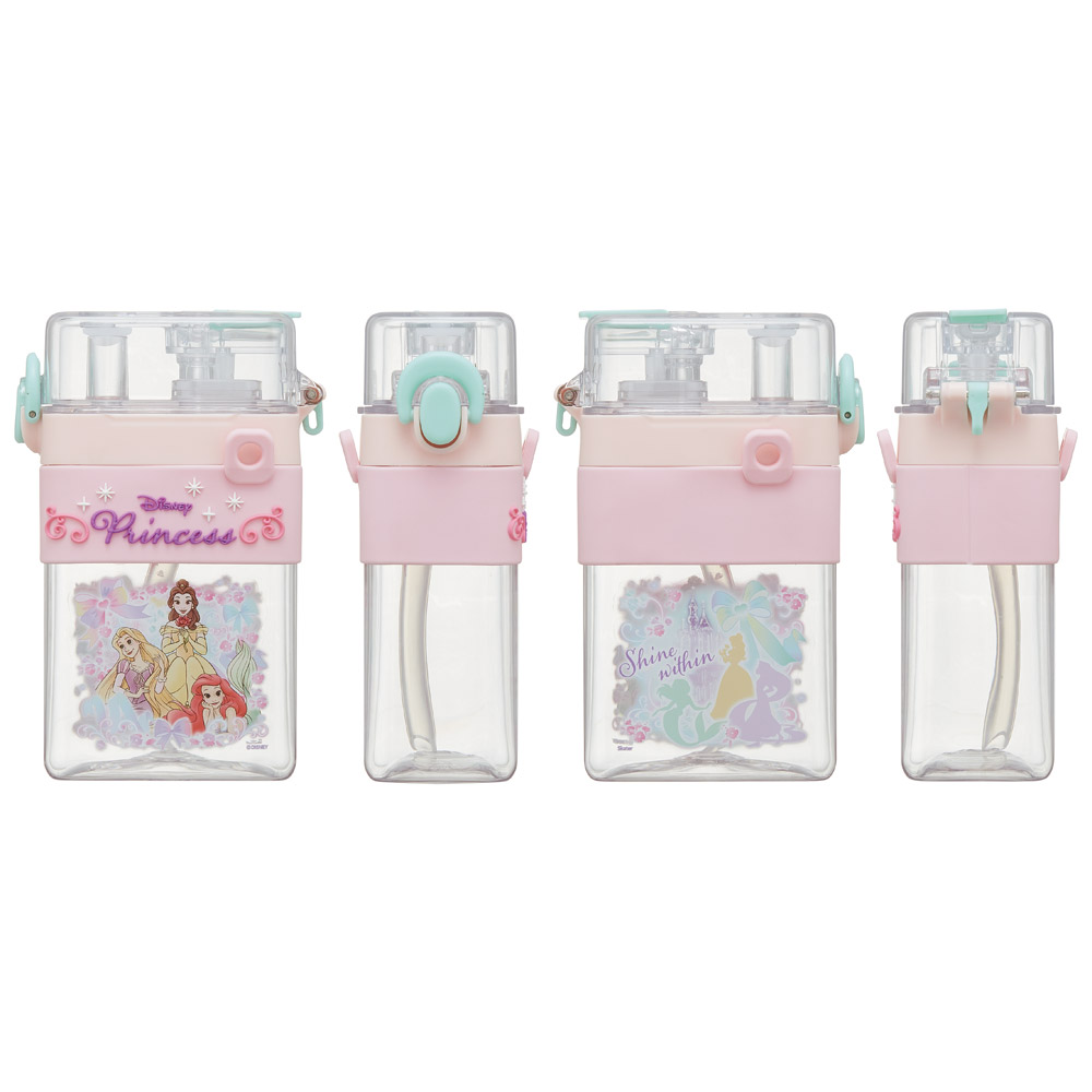 スクエア 2WAY ボトル 水筒 ストロー 直飲み 600ml 子供 キッズ キャラクター スケーター skater PSQW6 ディズニー プリンセス 女の子 女子