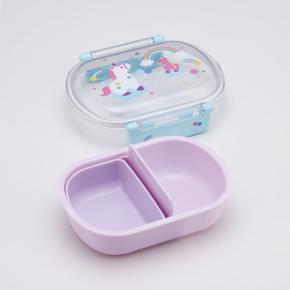 抗菌おかずがつぶれにくい ふわっとフタお弁当箱 1段/360ml リトルユニコーン/QAF2BAAG_4973307695568