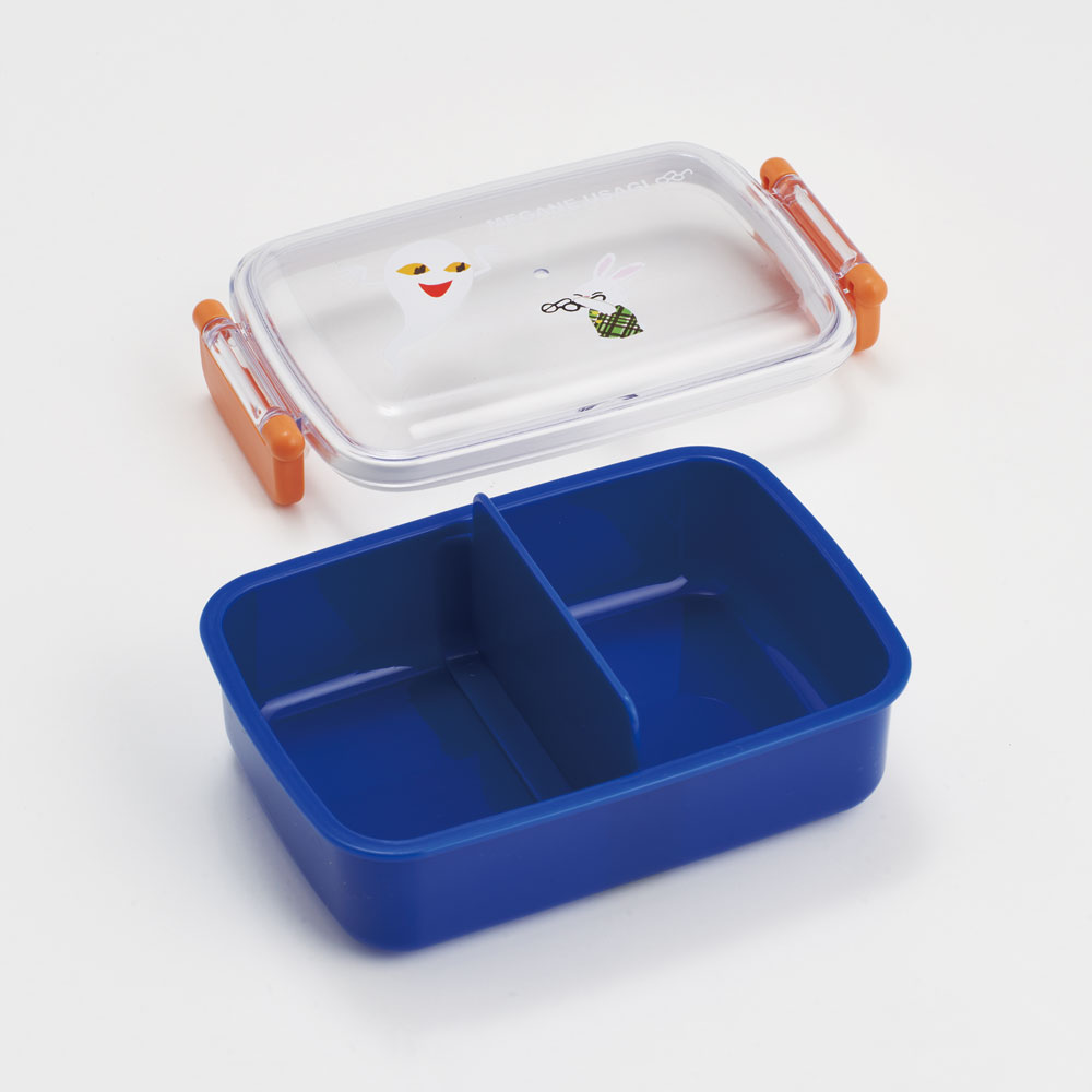 抗菌おかずがつぶれにくい ふわっとフタお弁当箱（角型） 1段/450ml めがねうさぎ／RBF3ANAG_4973307638886