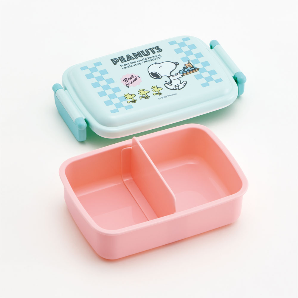 抗菌おかずがつぶれにくい ふわっとフタお弁当箱(角型) 1段/450ml スヌーピー 80sカフェ/RBF3ANAG_4973307664250
