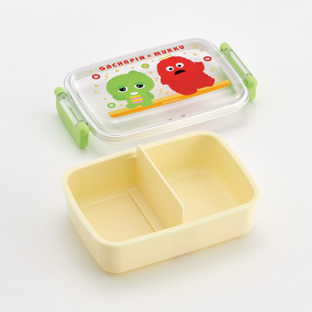 抗菌おかずがつぶれにくい ふわっとフタお弁当箱（角型） 1段/450ml ガチャピン＆ムック／RBF3ANAG_4973307683329