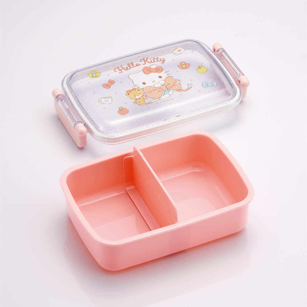 抗菌おかずがつぶれにくい ふわっとフタお弁当箱(角型) 1段/450ml ハローキティ ビッグリボン/RBF3ANAG_4973307686368